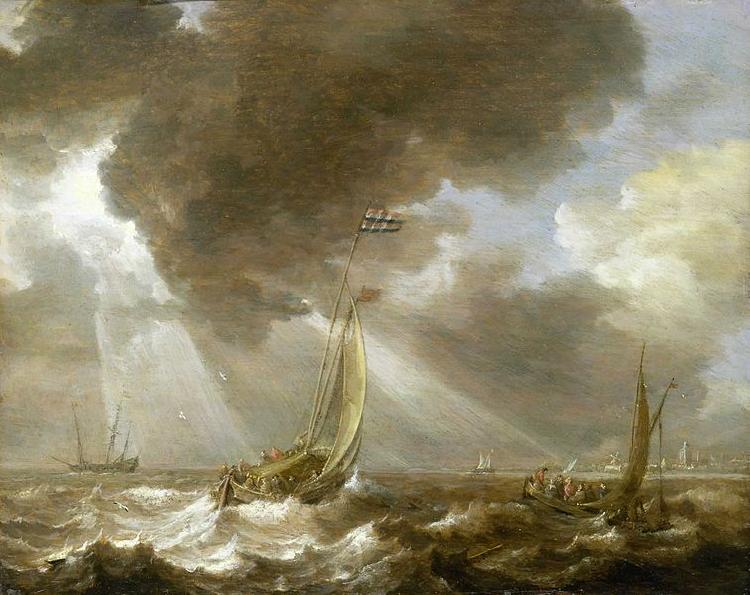 Bonaventura Peeters Dutch Ferry Boats in a Fresh Breeze